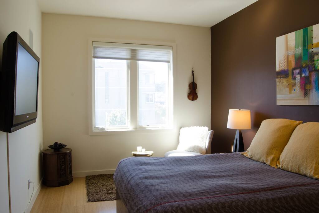 Master bedroom with comfortable queen-size bed