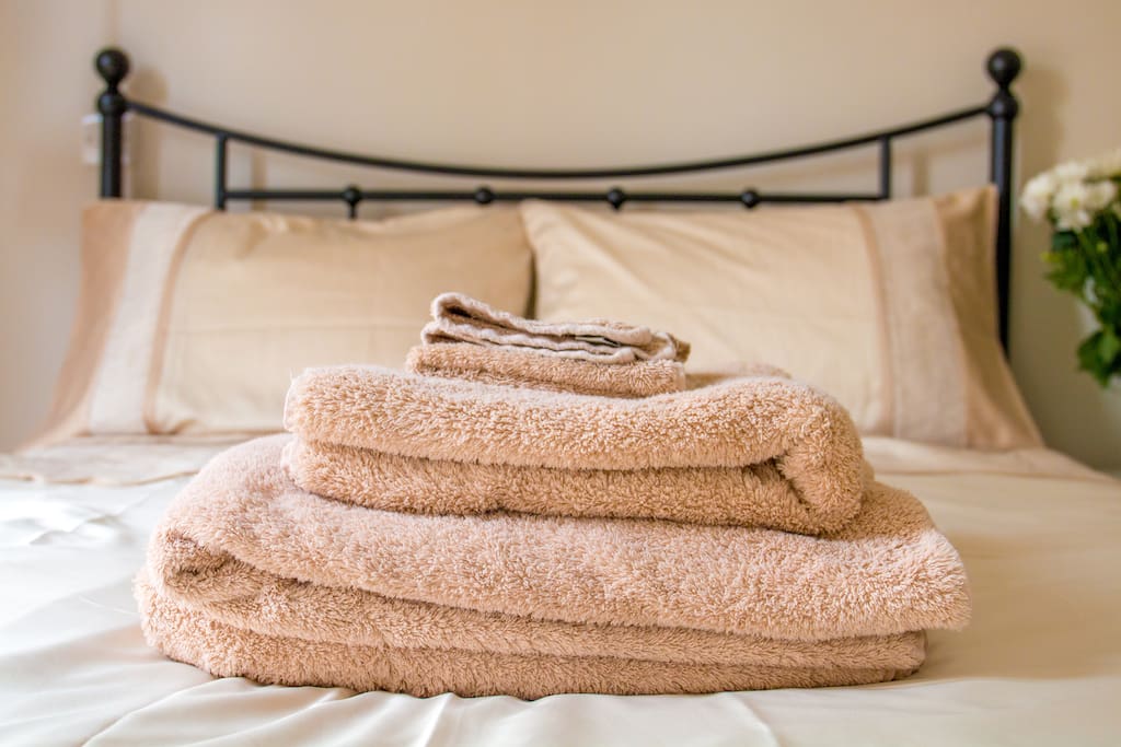 With fresh towels