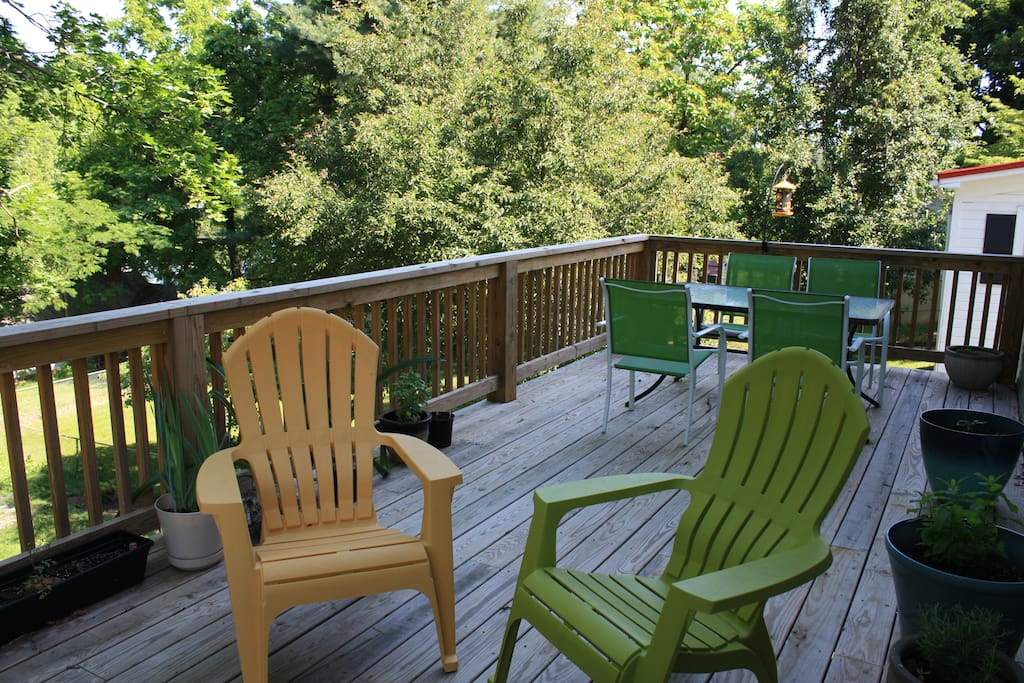 Back deck with chairs and table