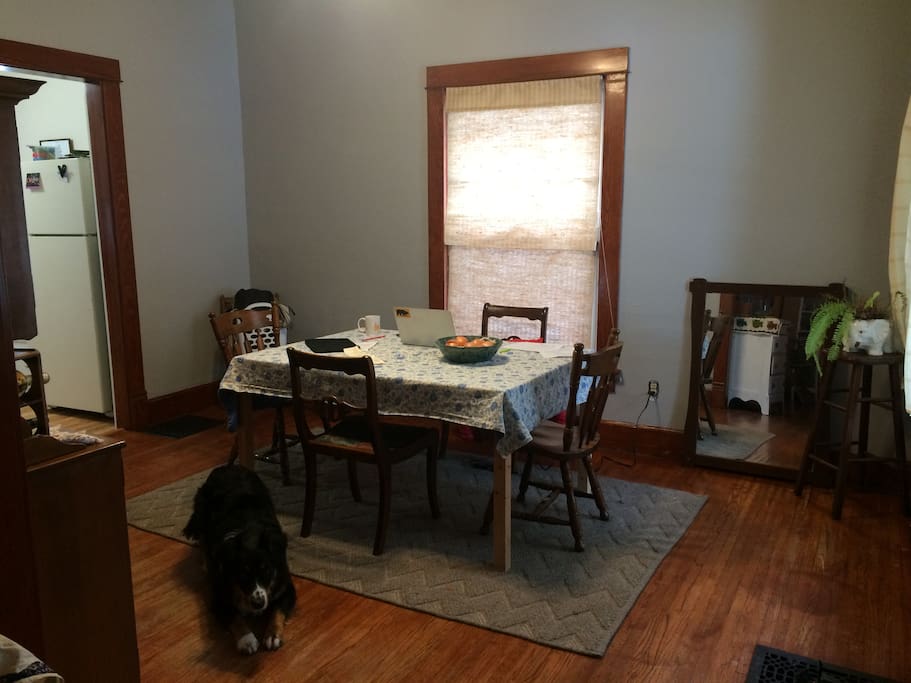 Dining room and Bogie Dog