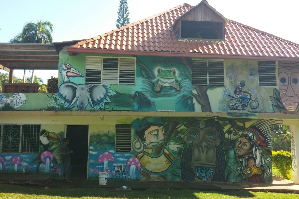 A muralist's dream: our artist-friends blessed the house with their creative gifts.