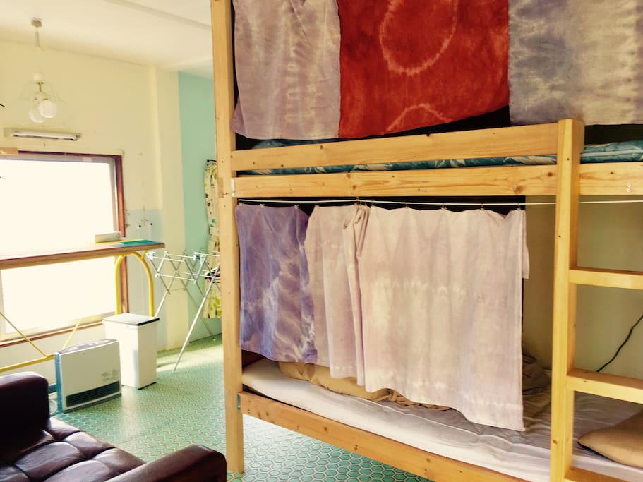 Dormitory with 3 bunk beds. Each beds has
light,Electric plug.