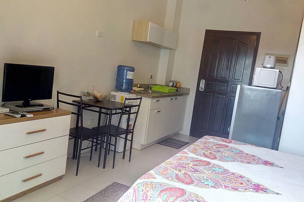 Kitchen with complete utensils and water dispenser