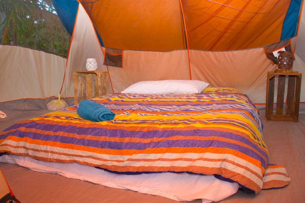 Inside your tent, you will find a comfortable mattress with all essentials.