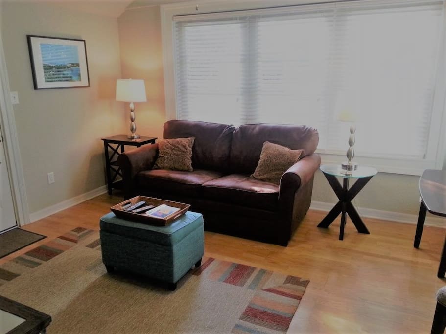 Living Room - full size sleeper sofa with memory foam topper