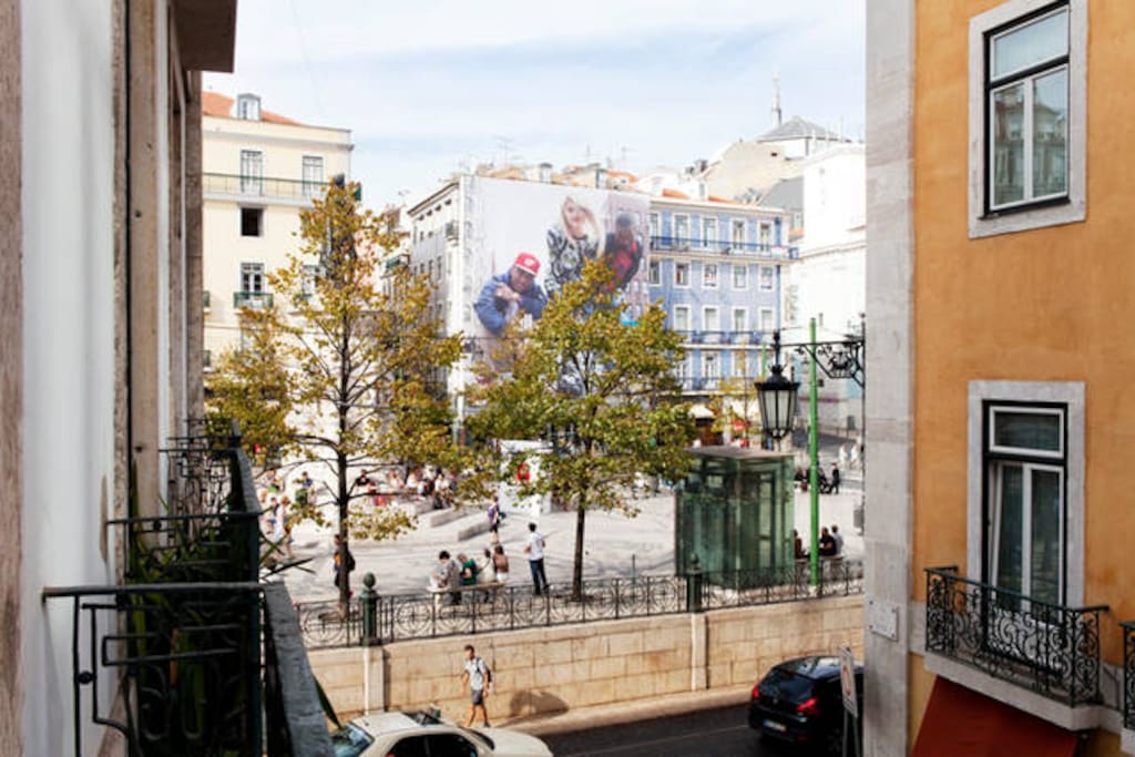 View from the balcony. The most central Square in Lisbon, where everything happens