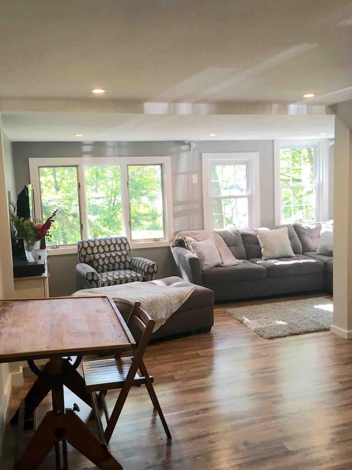 Flooded with sunlight. 