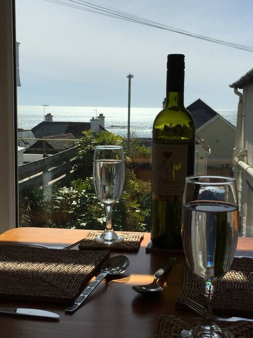 Sitting room meal with a view.