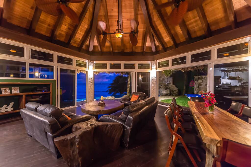 Open plan living area overlooking the bay