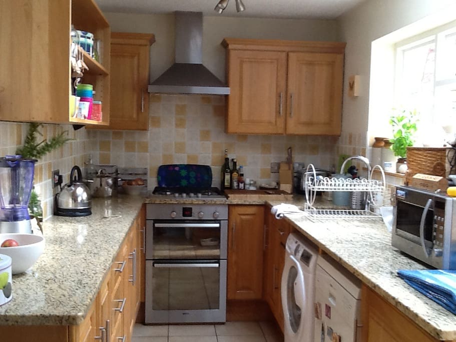 Kitchen with back door to garden