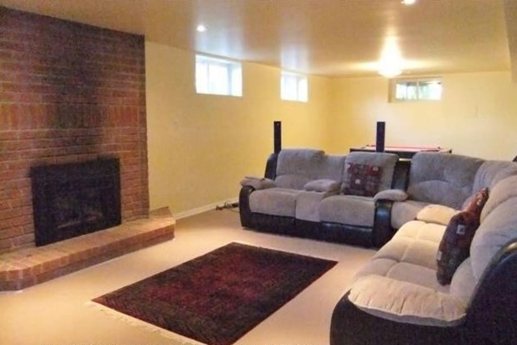 Open concept living area with gas fireplace
