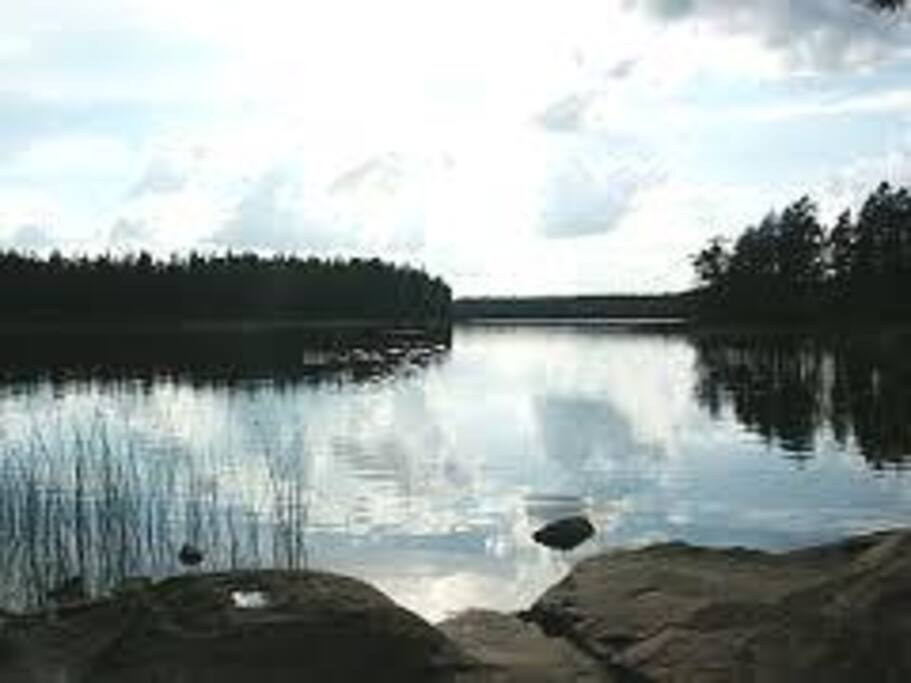 Lake Axebo with boat for fishing luck!