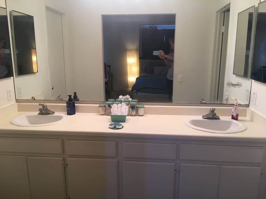 Dual-Vanity Sinks with Private Restroom