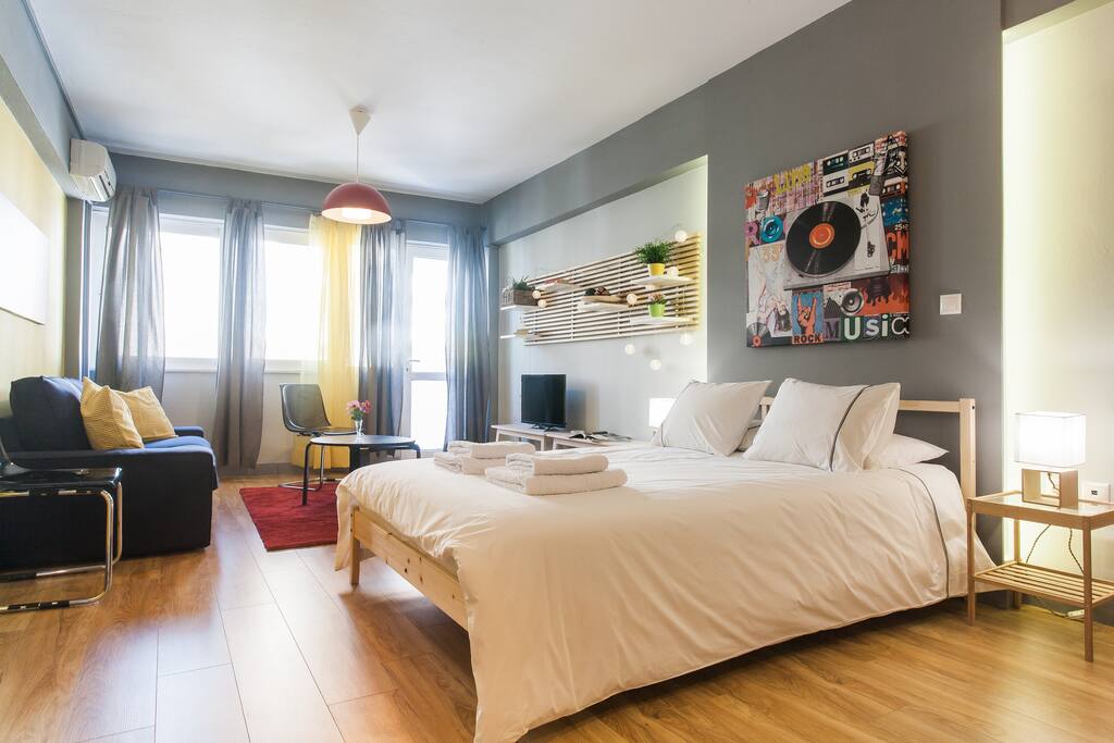 the loft showing off its double bed!