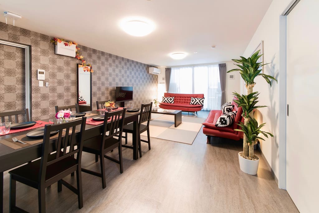Large room! 110 square meters accommodation! 舒适的3BR房子