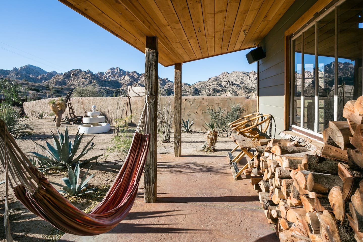 Desert ranch grounds with native cactus garden
