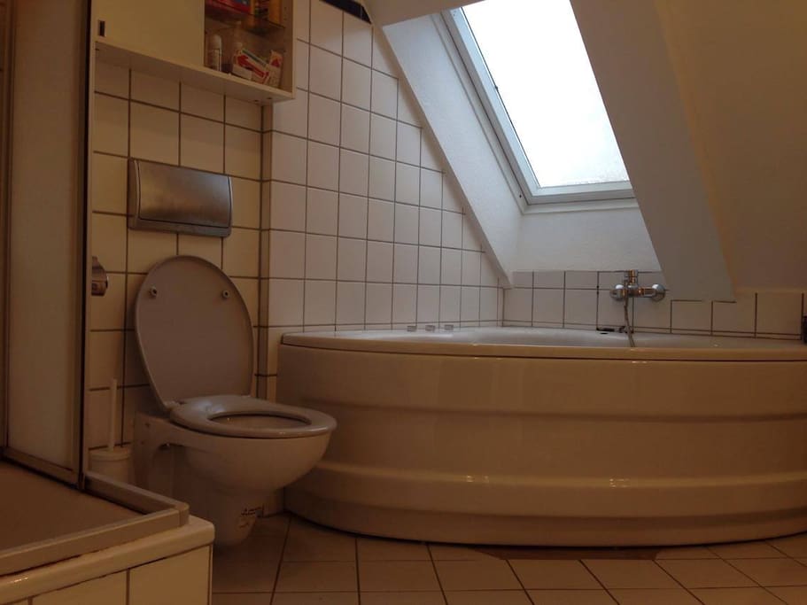 One of the two bathrooms