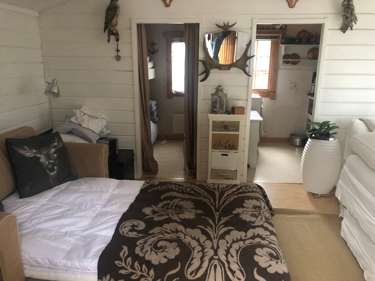 Sofá cama en la cabaña de caza