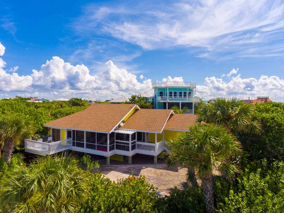 Ariel view of the front of the house