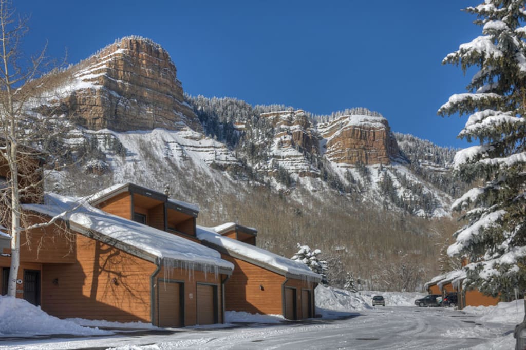 Winter view at Durango vacation rental condo near Purgatory Resort