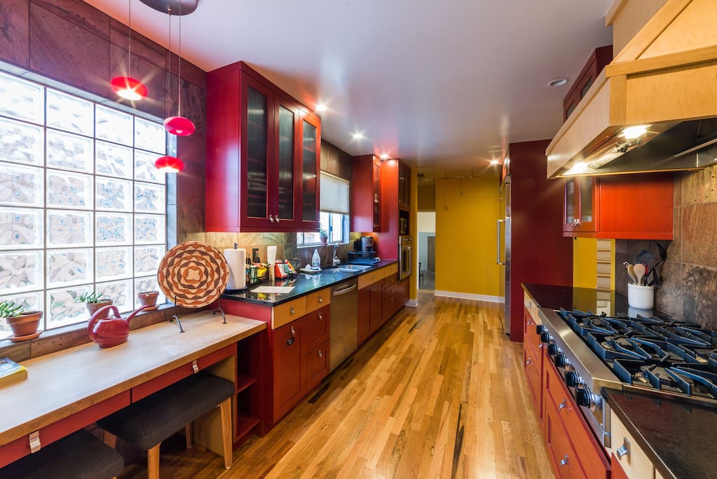 The gourmet kitchen, with Viking appliances is the star of the show! Stocked with dishes, cook/bake ware, utensils, etc.