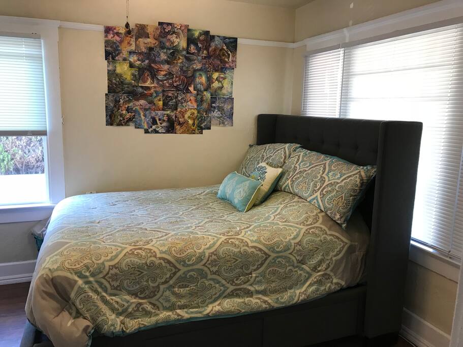Queen bed in private room