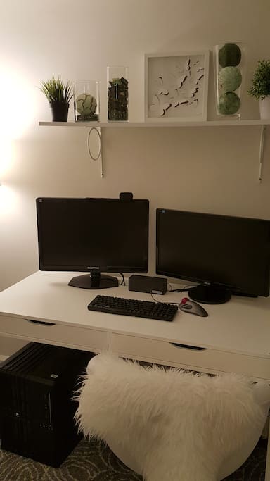 Large desk with computer access and super fast internet