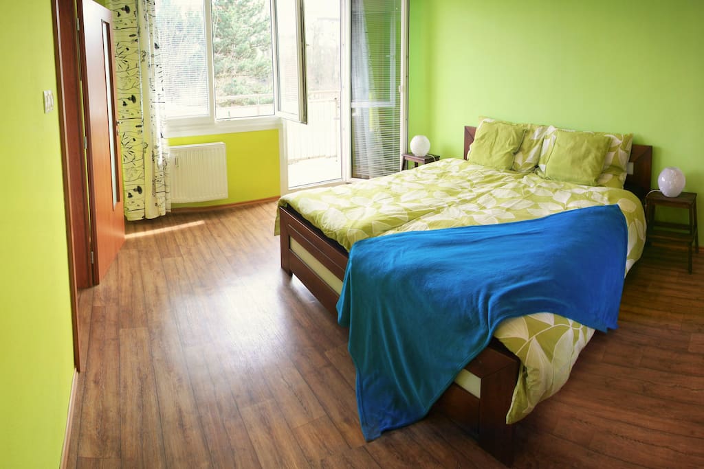 Cosy bedroom with balcony and
perfect wardrobe with big mirror