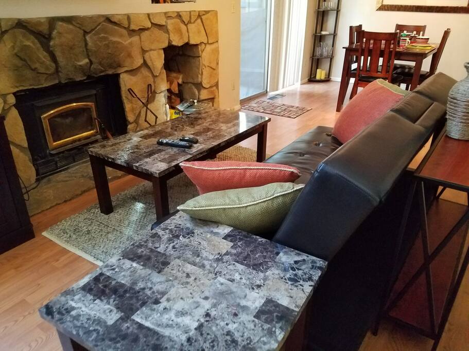 Fireplace. Plus new, modern furniture throughout the house.