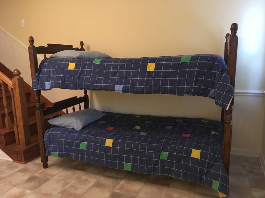 Two twin bunk beds