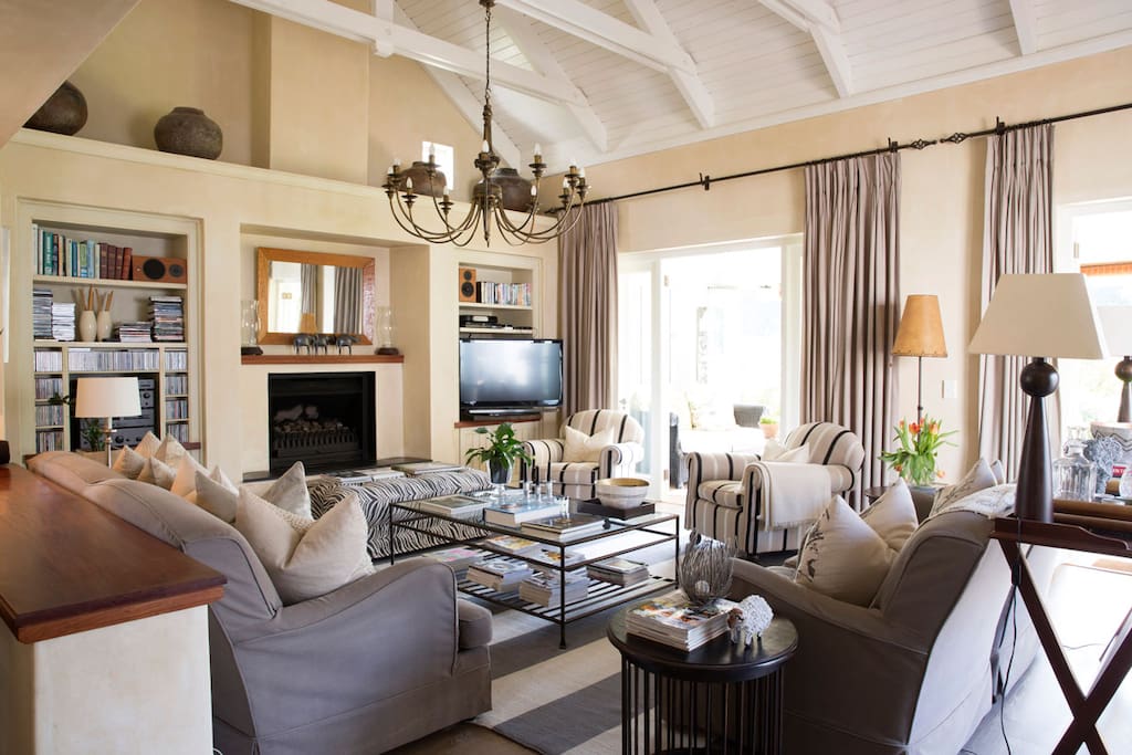 Stylish lounge with fireplace