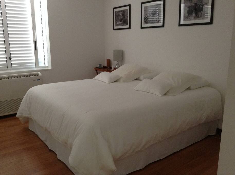 Chambre parentale
climatisée lit king size 180 cm (NZ) et attenante à une salle d'eau privée à l'italienne+ WC
