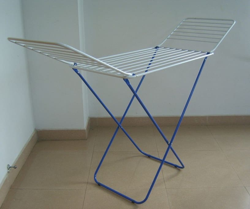 An aluminum cloth hanger.