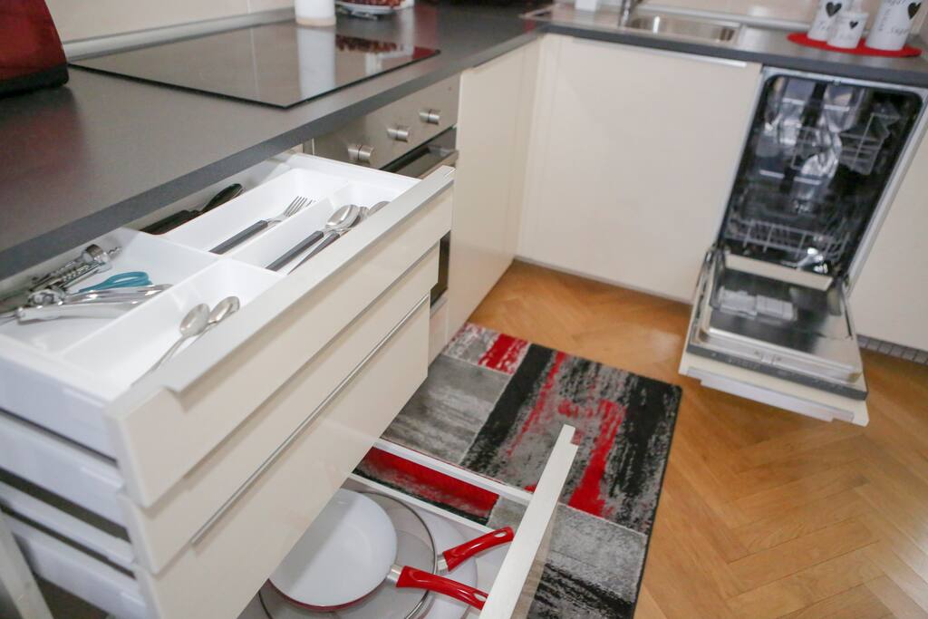 There are all necessary utensils and cutlery in the apartment. Feel comfortable like at home