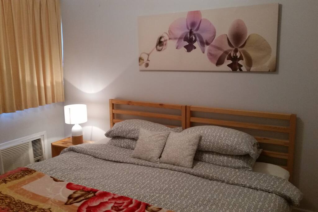 Bedroom one is air conditioned with two singles joined to make a king sized bed