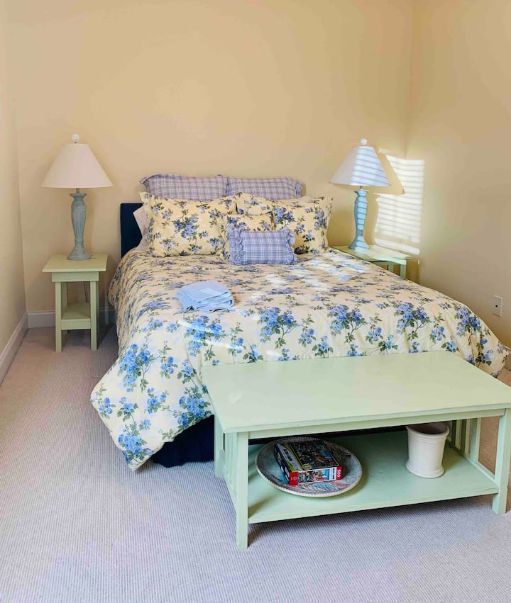 Top Floor Bedroom with Queen Sized Bed and Built-In Work Station in Closet