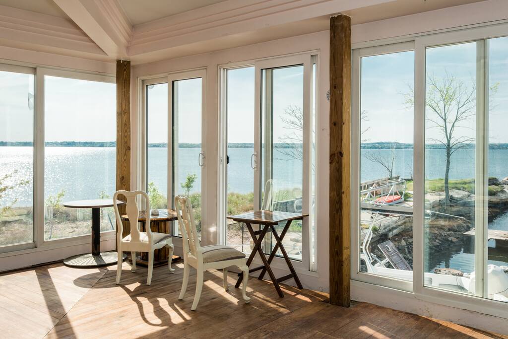 View from theL-shaped porch
