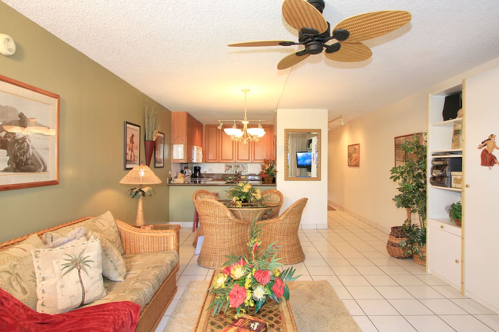 View from lanai into the living area/kitchen