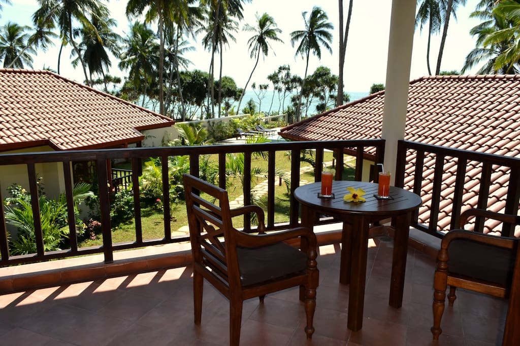 each bungalow has a terrace or a balcony