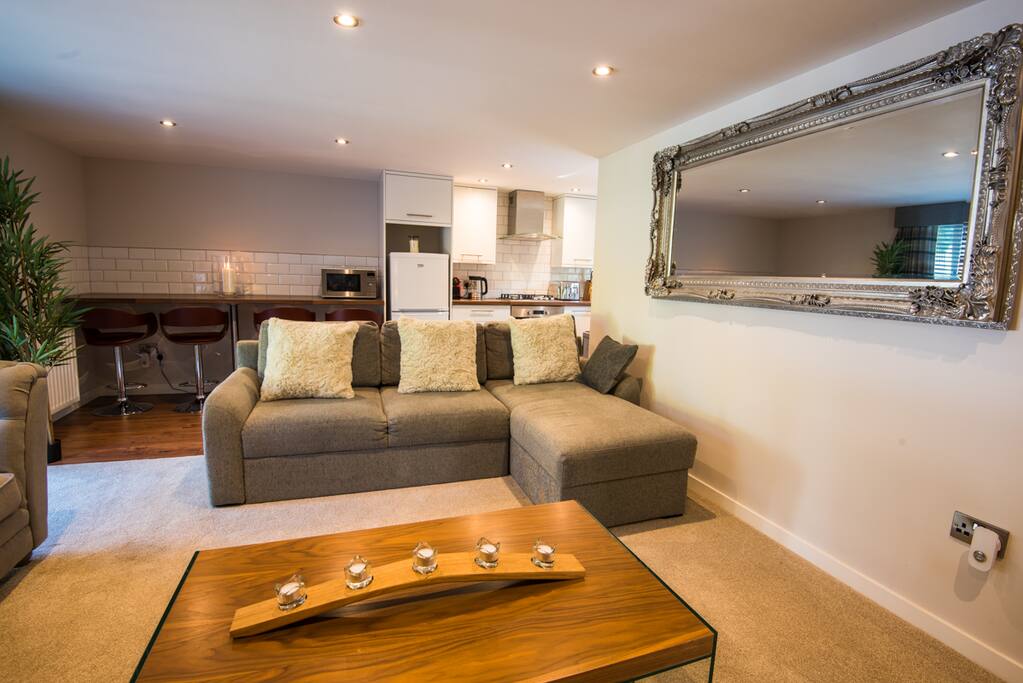 Quality furnishings including a comfortable sofa double sofa bed