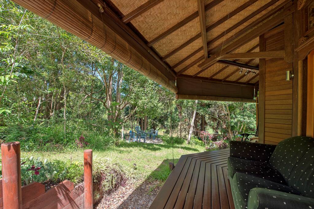 This veranda overlooks the creek and is totally private.