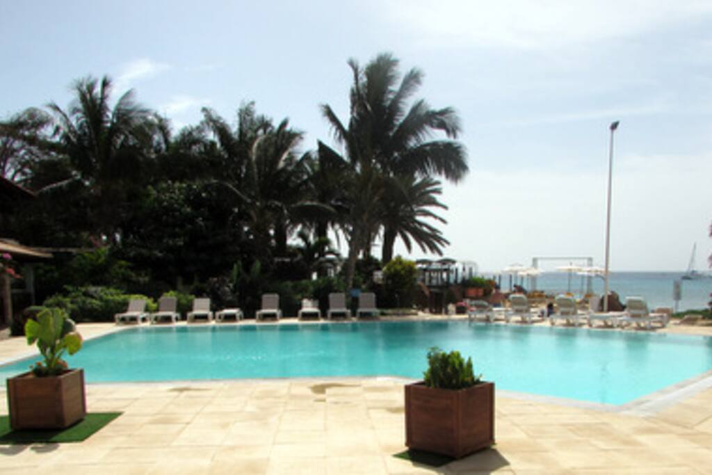 The superb pool area at Porto Antigo 2 right on the beach