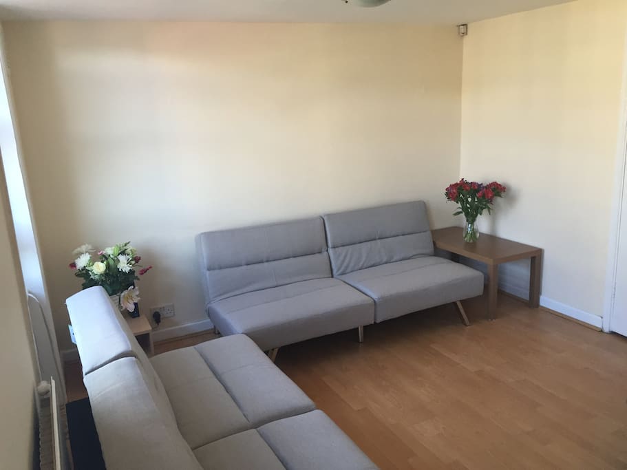TWO SOFA BEDS ALSO IN THE OPEN PLAN LIVING.