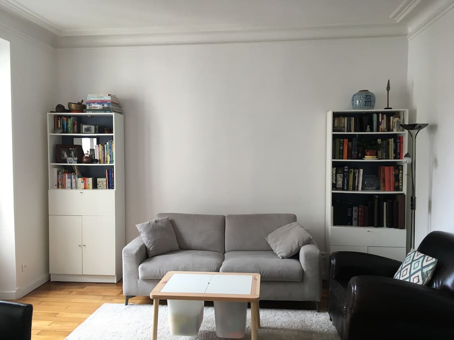 Living Room with a comfy pullout couch that sleeps 2 people.