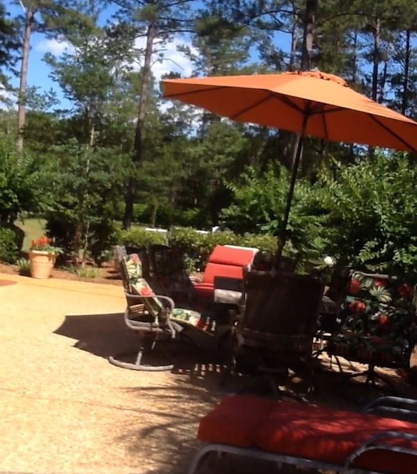 Relax at the picnic tables.