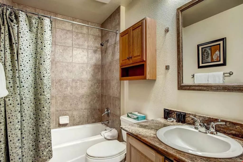 Get ready for the day in the bright and spacious bathroom.