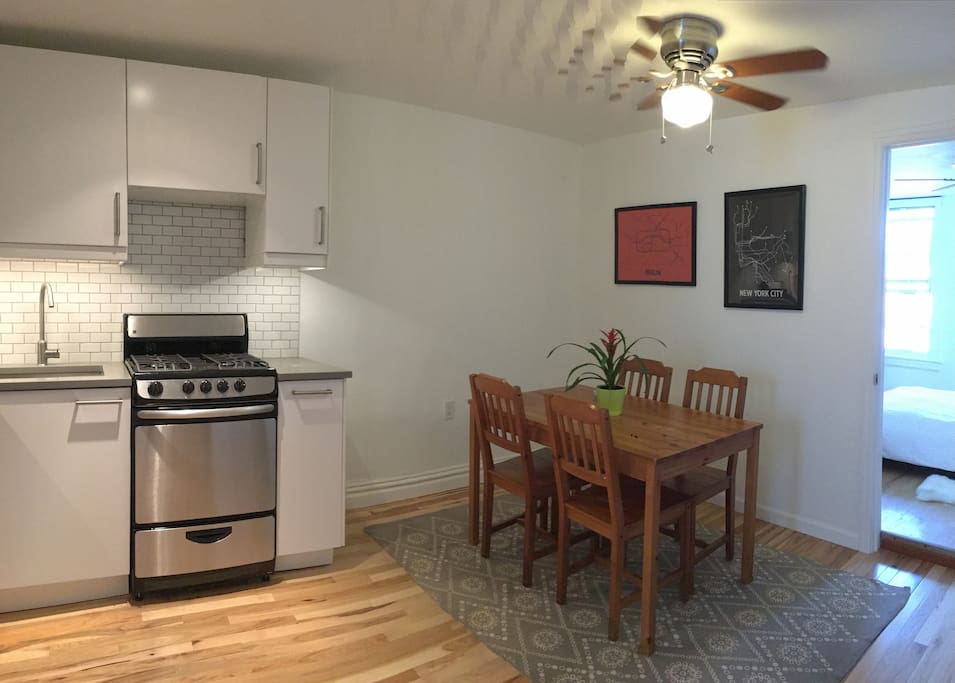 Spacious kitchen and dining area