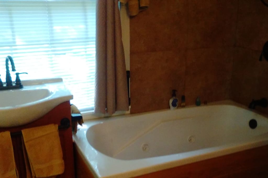 Vanity & Whirlpool Bath with Shower