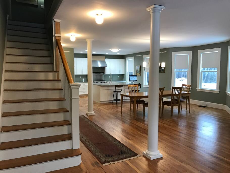first floor is wide open end to end.