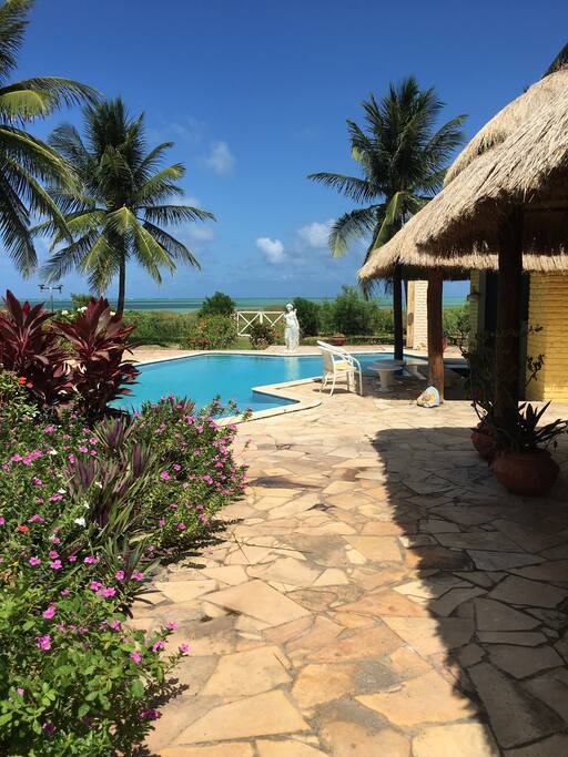 Walk way from house to pool.